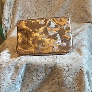 Chic Gold Floral Pouch